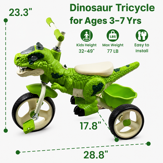 3D Dinosaur Kids Tricycle