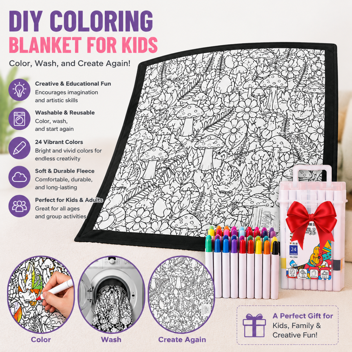 DIY Coloring Blanket for Kids