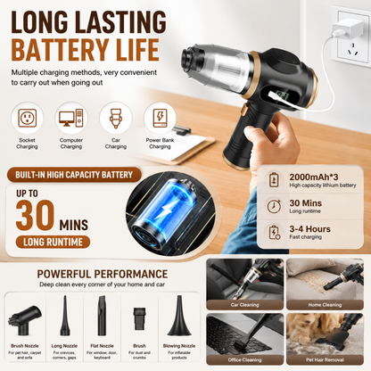 2-in-1 Cordless Car Vacuum