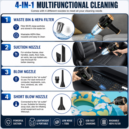 2-in-1 Cordless Car Vacuum