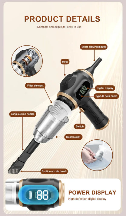 2-in-1 Cordless Car Vacuum